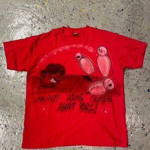 Vintage Airbrush Bowling Cartoon Tee – Screen Stars Best – Made in USA – XL